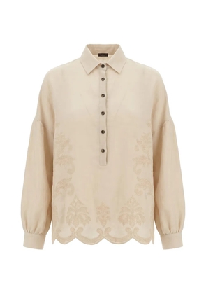 Kiton embroidered scalloped-hem blouse - Neutrals