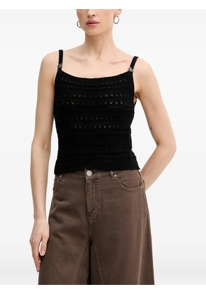 GUESS USA 4G-plaque pointelle-knit tank top - Black