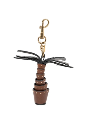 Anya Hindmarch Palm Tree stud-embellished keyring - Brown