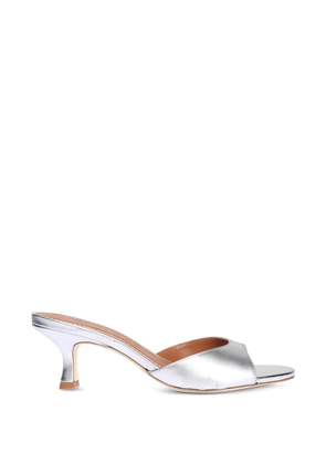 STAUD Brigitte metallic-effect leather sandals - Silver