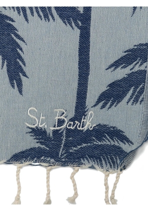 MC2 Saint Barth Foutas J N palm-tree fringed beach towel - Blue