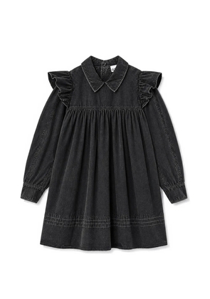 GANNI ruffled washed mini dress - Black