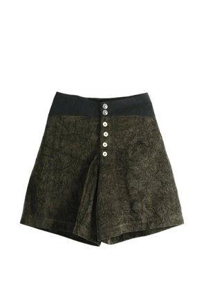 COMMUNS button-down crinkled shorts - Green