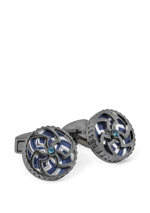 Tateossian Rotating Trinity crystal-embellished gear-edge cufflinks - Grey