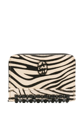 Ash zebra-print studded wallet - Neutrals