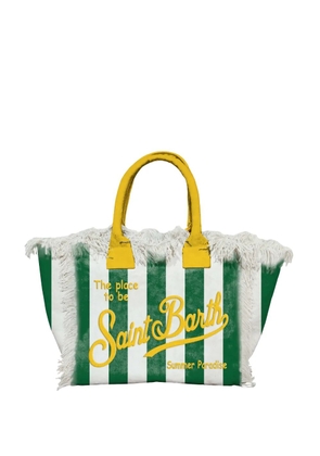 MC2 Saint Barth striped frayed-edge tote bag - White