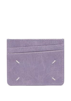 Maison Margiela crackled-leather card holder - Purple