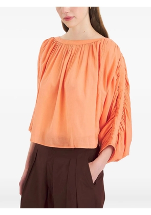 Antik Batik Fruti ruched-sleeve boat-neck top - Orange