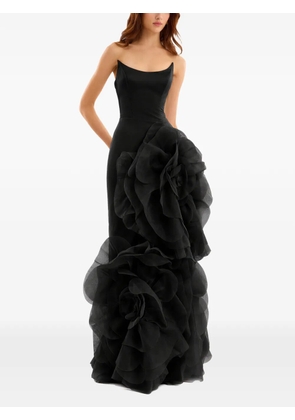 Gemy Maalouf sculpted floral-appliqué dress - Black