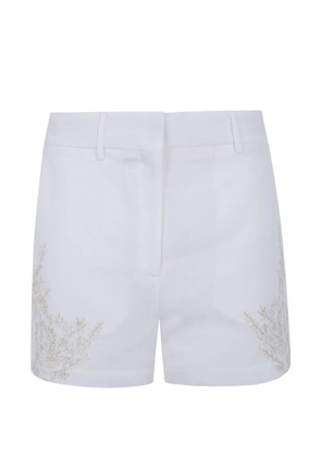 Semicouture floral-embroidered linen shorts - White