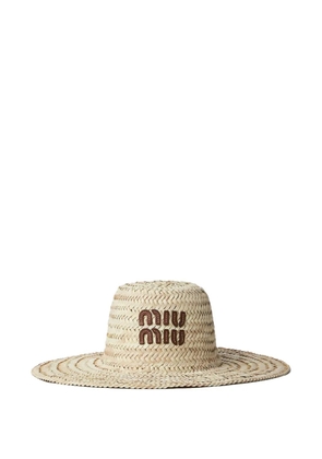 Miu Miu logo-appliqué sun hat - Neutrals