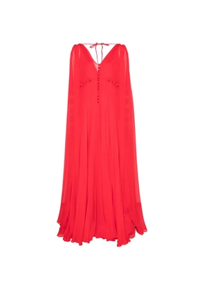 SILK LOVE & LACE Ilena cape-sleeve pleated dress - Red