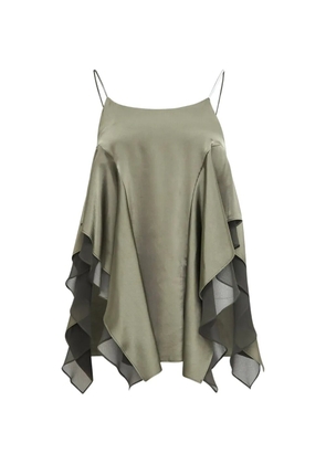 YCH ruffled spaghetti-strap top - Green