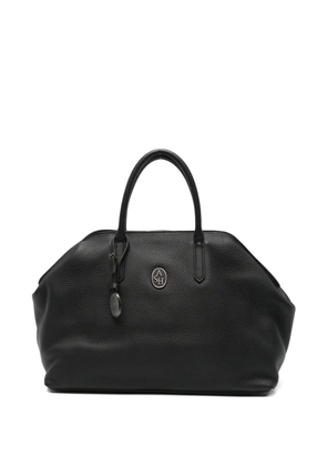 Ash logo-plaque pebbled-leather tote bag - Black