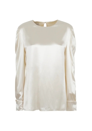 Alberta Ferretti puff-sleeve satin blouse - Neutrals