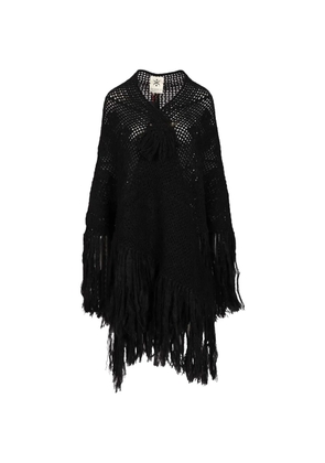 Chiara Is Peonia fringed poncho - Black