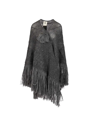 Chiara Is Peonia fringed shawl - Grey