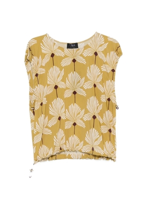 Clips floral-print ruched top - Green