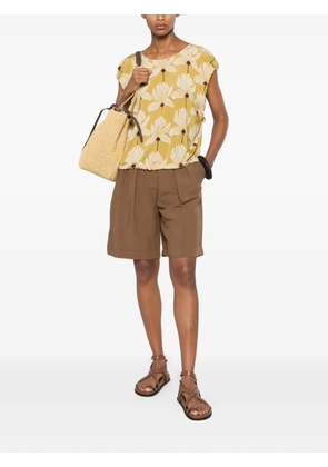 Clips floral-print ruched top - Green