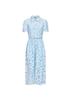 Self-Portrait belted floral-lace midi dress - Blue
