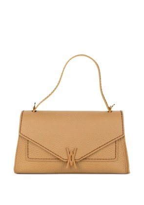 VISONA` grained-leather envelope satchel bag - Brown