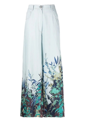 Forte Forte high-rise wide-leg cotton-linen pants - Blue