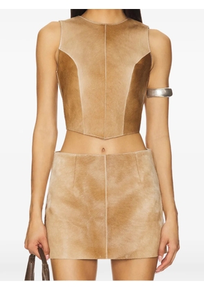 Zut calf-hair panelled top - Brown