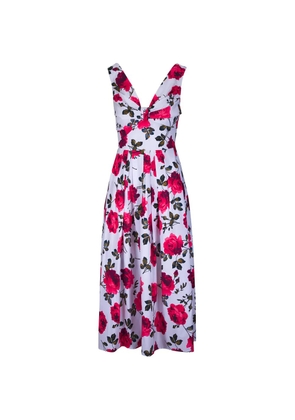 Carolina Herrera floral-print pleated dress - White