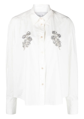 Forte Forte floral-embellished cotton shirt - White