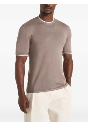 Manière De Voir contrast-trim knit T-shirt - Brown