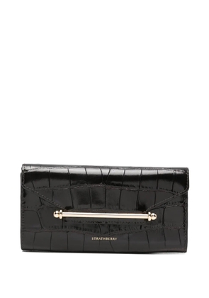 Strathberry croc-effect bar-detail wallet - Black