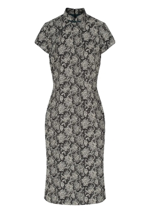 Shanghai Tang floral-jacquard dress - Black