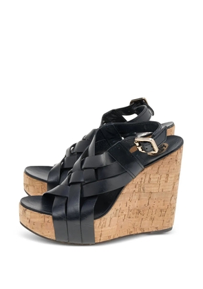 Tory Burch 125mm leather wedge sandals - Black