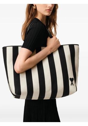AMI Paris Ami de Coeur striped-pattern tote bag - Black