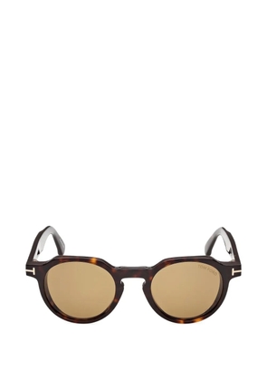 TOM FORD Eyewear tortoiseshell-effect geometric-frame sunglasses - Brown