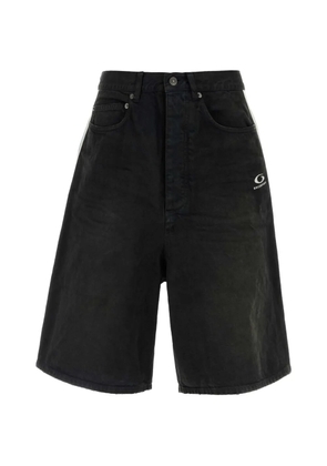 Balenciaga logo-print denim shorts - Black