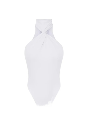 Elisabetta Franchi twisted-neckline crêpe-jersey bodysuit - White