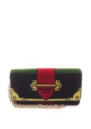 Prada Pre-Owned 2010-2026 Velvet cahier Wallet on Chain crossbody bag - Black
