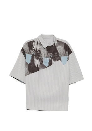 CROQUIS stripe-pattern graphic-print polo shirt - Grey