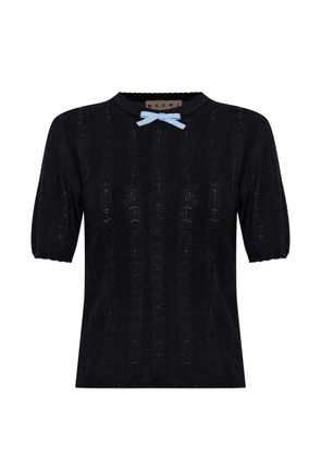 Marni bow-detail knitted wool T-shirt - Blue