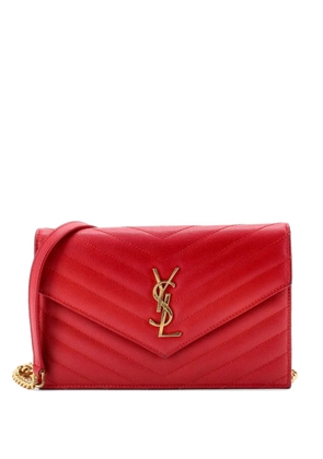 Saint Laurent Pre-Owned Classic Monogram Wallet on Chain Matelasse Chevron Leather Small crossbody bag - Red