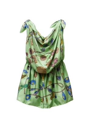 Versace printed silk twill mini dress - Green