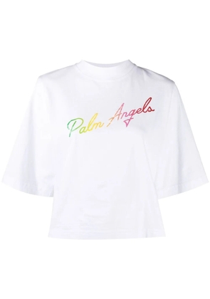 Palm Angels Miami logo cropped T-shirt - White