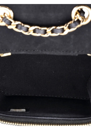 CHANEL Pre-Owned Camellia Bow Vanity Case with Chain Quilted Lambskin Mini crossbody bag - Black