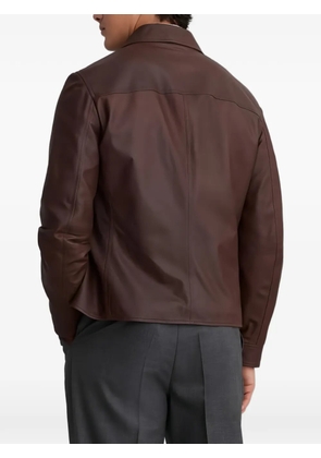 Brunello Cucinelli single-breasted leather jacket - Brown
