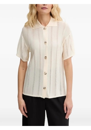Marella pointelle-knit button-down shirt - Neutrals