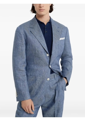 Brunello Cucinelli single-breasted linen blazer - Blue