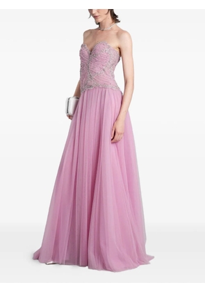 Costarellos Vivienne crystal-embellished strapless gown maxi dress - Pink