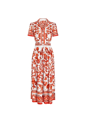 Dolce & Gabbana Majolica-print twill dress - Red