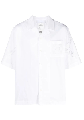 Marine Serre Crescent Moon-embroidered cotton shirt - White